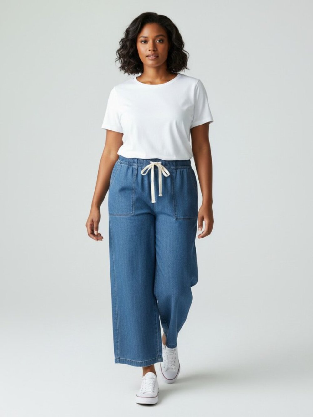Velvet Heart Los Angeles Wide Leg Chambray Denim Pull-On Pants NWT 2X